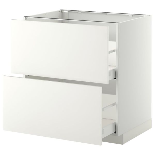Напольный шкаф 2 форнтальных, 2 высоких ящ, белый/Хэггеби белый 80x60 см IKEA METOD МЕТОД / MAXIMERA МАКСИМЕРА 892.311.96 - фото 1