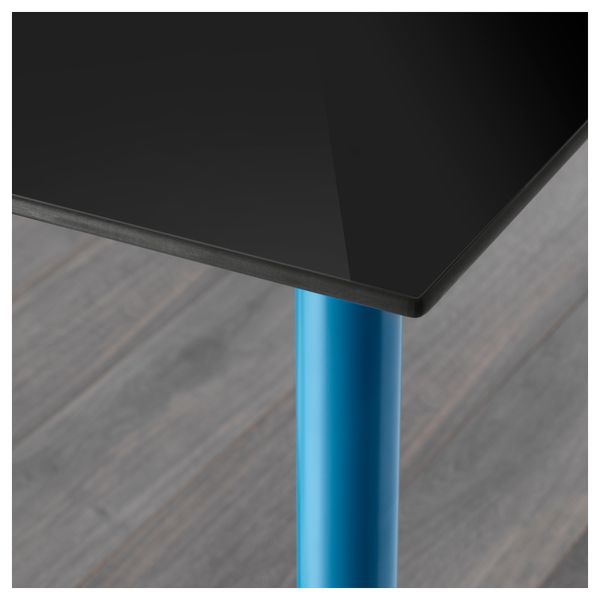 Стол ГЛАСХОЛЬМ / АДИЛЬС, стекло черный, синий (99x52 см) - схема-чертеж с размерами