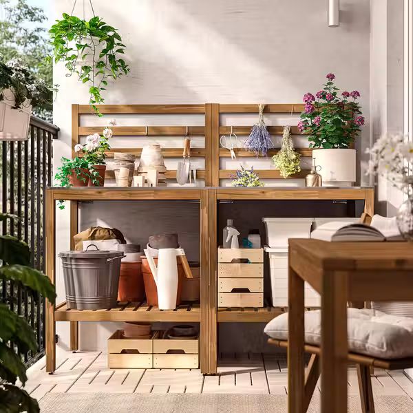 NÄMMARÖ Кухня на открытом воздухе - светло-коричневая морилка/нержавеющ сталь 160x62 см - схема-чертеж с размерами