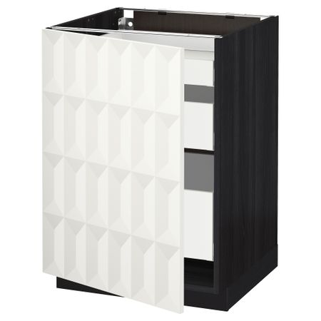 Напольный шкаф с 1 дверцей, 3 ящика МЕТОД / МАКСИМЕРА, черный, Гэррестад белый