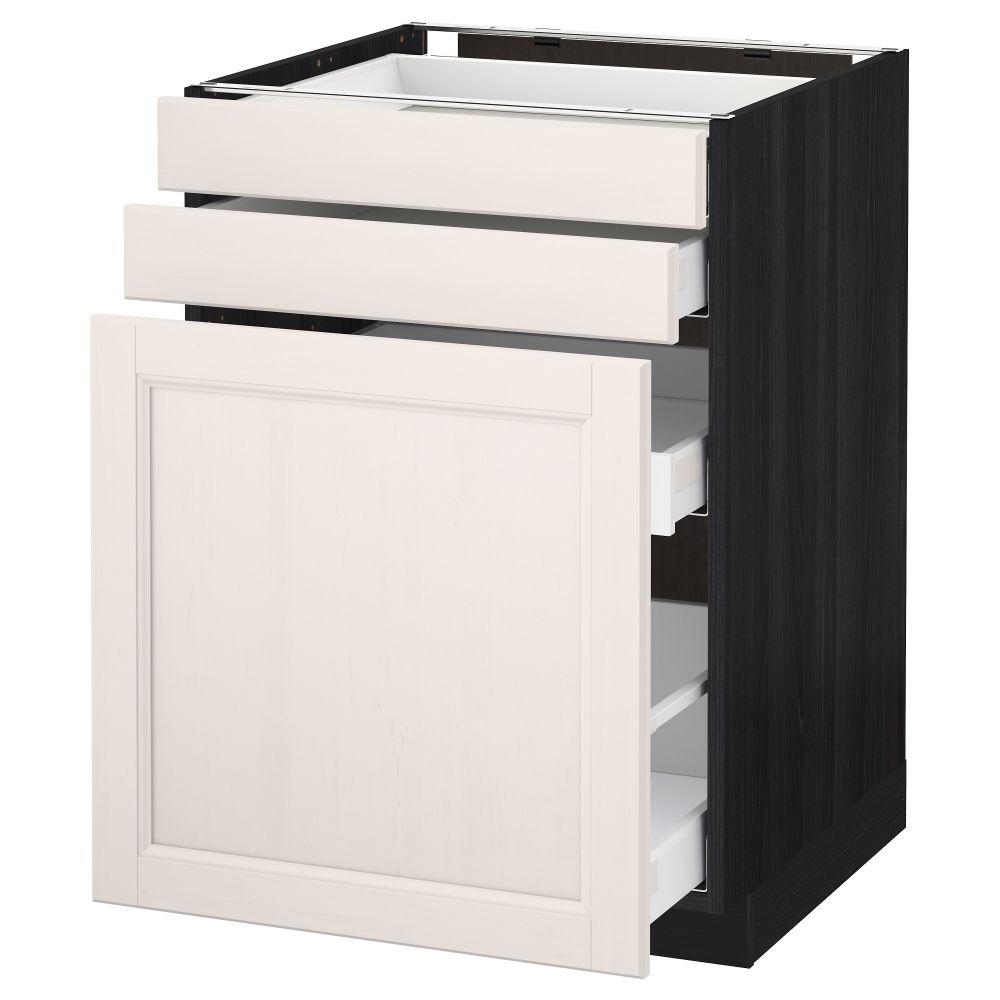 Напольный шкаф с выдвижными модулями, 2 фронтальные панели МЕТОД / МАКСИМЕРА, черный, Лаксарби белый - схема-чертеж с размерами
