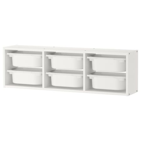 Настенный модуль для хранения, белый, белый, 99x21x30 см IKEA TROFAST ТРУФАСТ 395.333.61