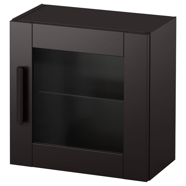 Навесной шкаф со стеклянной дверью БРИМНЭС, черный (39x39 см) - фото 1