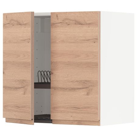 Навесной шкаф с сушилкой/2дверцы, белый/Воксторп под дуб 60x60 см IKEA METOD МЕТОД 194.445.87
