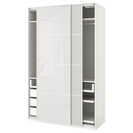 Гардероб, белый/Хокксунд светло-серый 150x66x236 см IKEA PAX ПАКС 793.056.73
