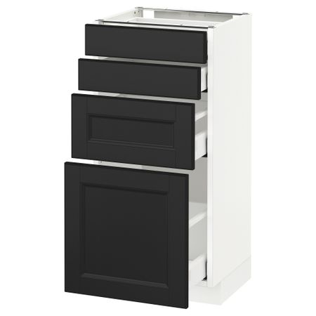 Напольный шкаф 4 фронтальных панели, 4 ящика МЕТОД / МАКСИМЕРА, белый, Лаксарби черно-коричневый