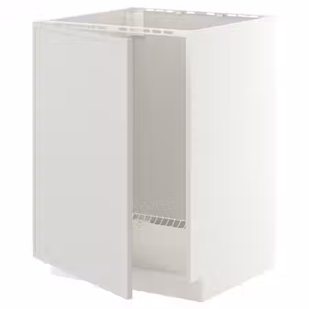 METOD Напольный шкаф для мойки - белый/Aspudden светло-серый 60x60 см