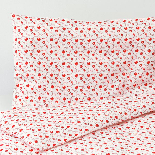 Пододеяльник, наволочка для/кроватки, орнамент «брусника» 110x125/35x55 см IKEA GULSPARV ГУЛСПАРВ 804.430.13 - схема-чертеж с размерами