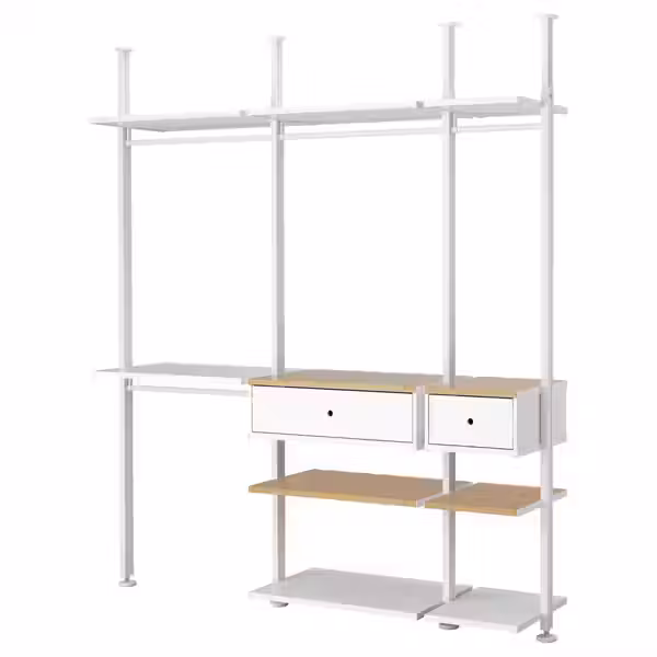 ELVARLI Гардероб, комбинация - белый/бамбук 218x51x222-350 см - фото 1