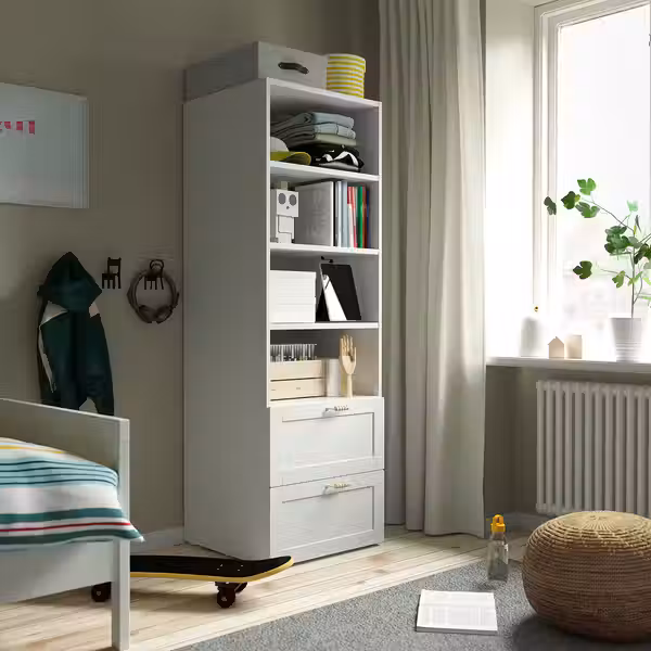 SMÅSTAD / PLATSA Стеллаж - белый с рамой/с 2 ящиками 60x57x181 см - фото 2