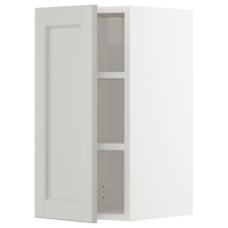 Навесной шкаф с полками, белый, Lerhyttan светло-серый, 30x60 см IKEA METOD МЕТОД 094.690.07