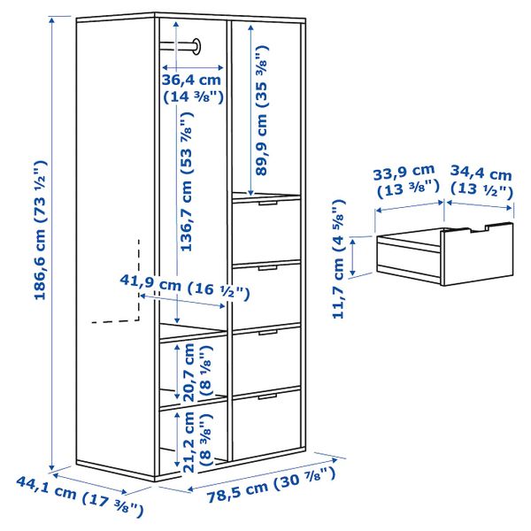 Открытый гардероб, белый 79x44x187 см IKEA SUNDLANDET САНДЛАНДЕТ 604.219.17 - фото 8
