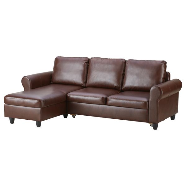 Диван-кровать с козеткой ФИКСХУЛЬТ, Раггиг темно-коричневый, под мрамор - фото 1