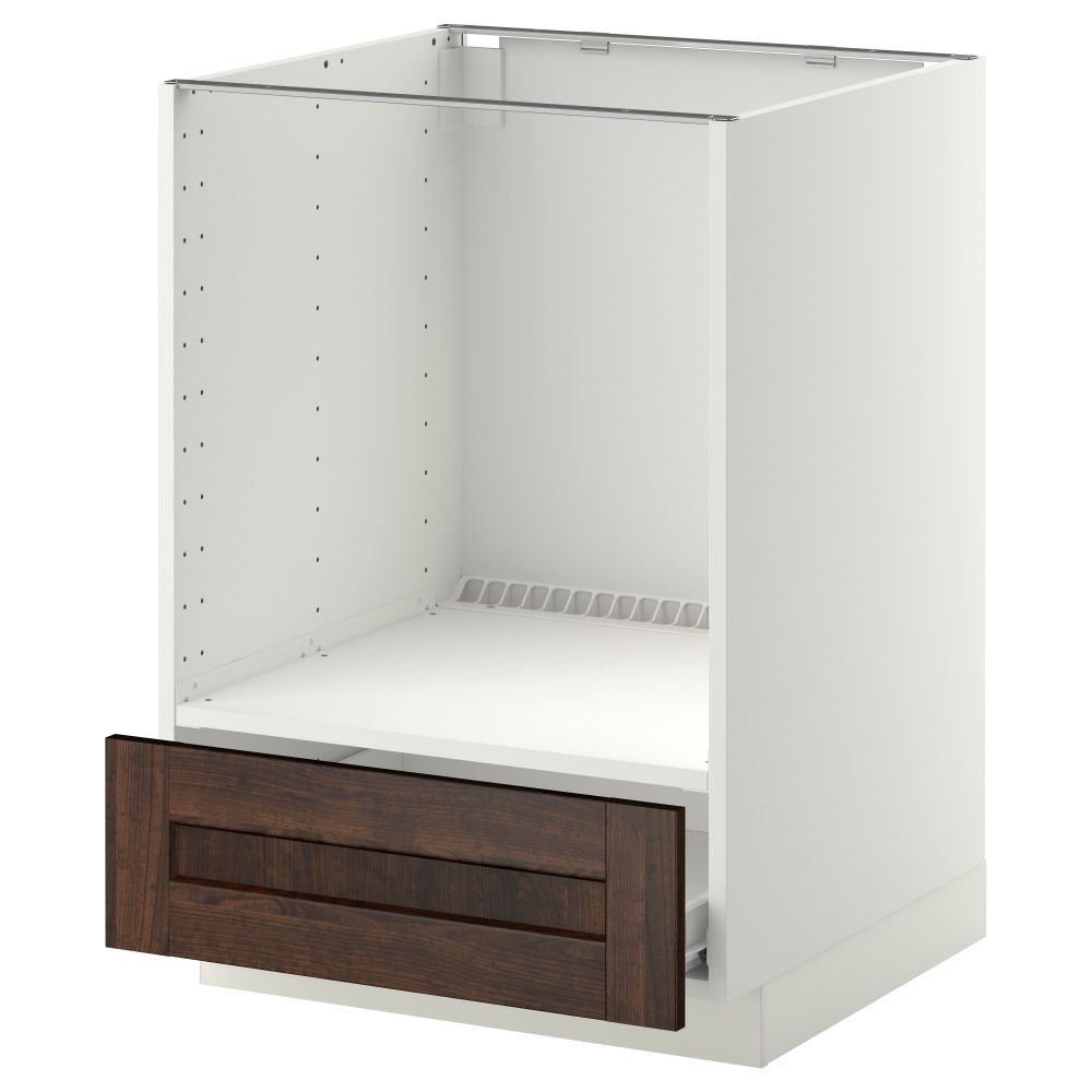 Напольный шкаф для духовки, с ящиком МЕТОД / ФОРВАРА, белый, Эдсерум коричневый (60x60 см) - фото 1