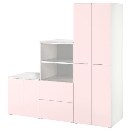 Комбинация для хранения, 180x57x181 см, белый, бледно-розовый IKEA PLATSA ПЛАТСАA ПЛАТСА, SMÅSTAD СМОСТАД 594.861.08