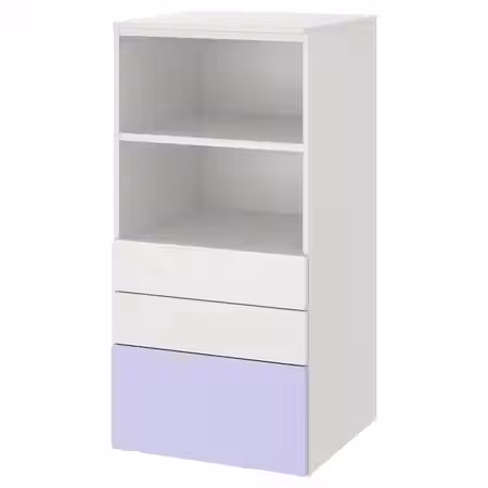 SMÅSTAD / PLATSA Стеллаж - белый сиреневый/с 3 ящиками 60x57x123 см