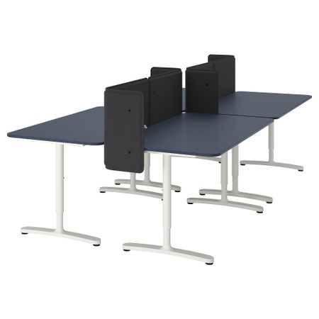 Стол с экраном БЕКАНТ, линолеум синий, белый (320x160 55 см)