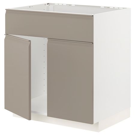 METOD Шкаф под мойку/2 двери/фасад - белый/Upplöv матовый темно-бежевый 80x60 см