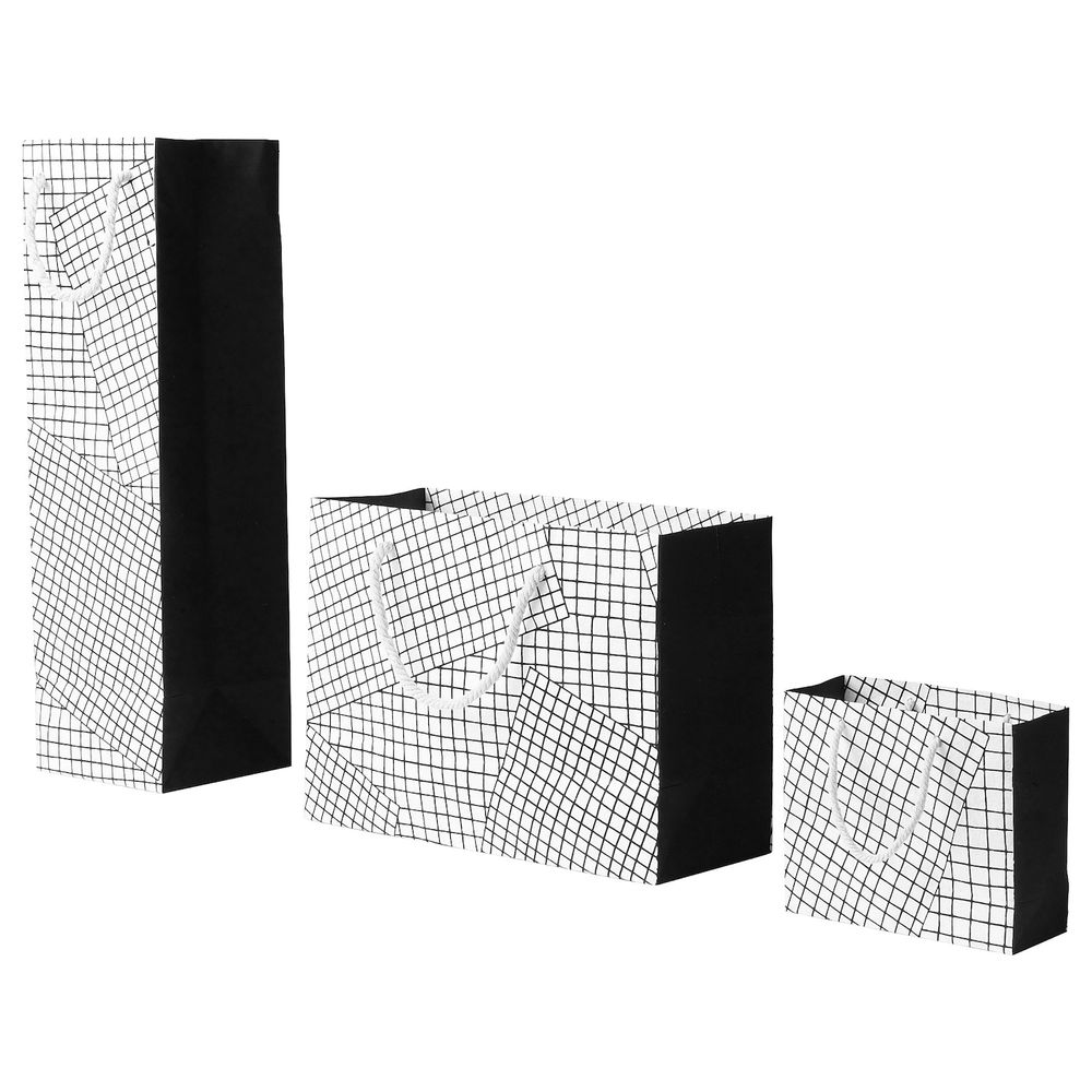 Подарочный пакет, 3 штуки, ручная работа белый, черный IKEA ХАНТВЕРК 204.499.42 - фото 1