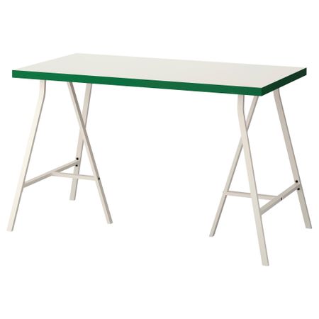 Стол ЛИННМОН / ЛЕРБЕРГ, бел/зелен, белый (120x60 см)