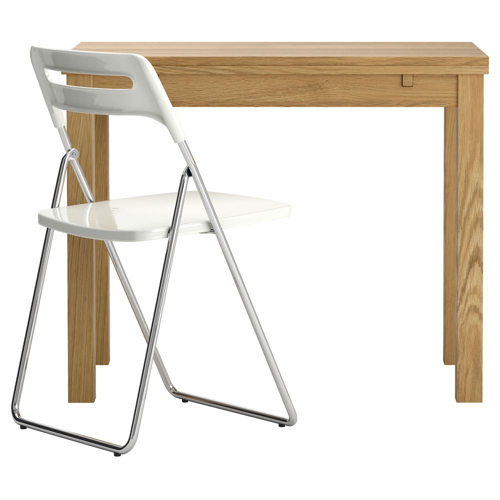 Стол и 1 стул БЬЮРСТА / НИССЕ, дубовый шпон, белый (50 см) - фото 1