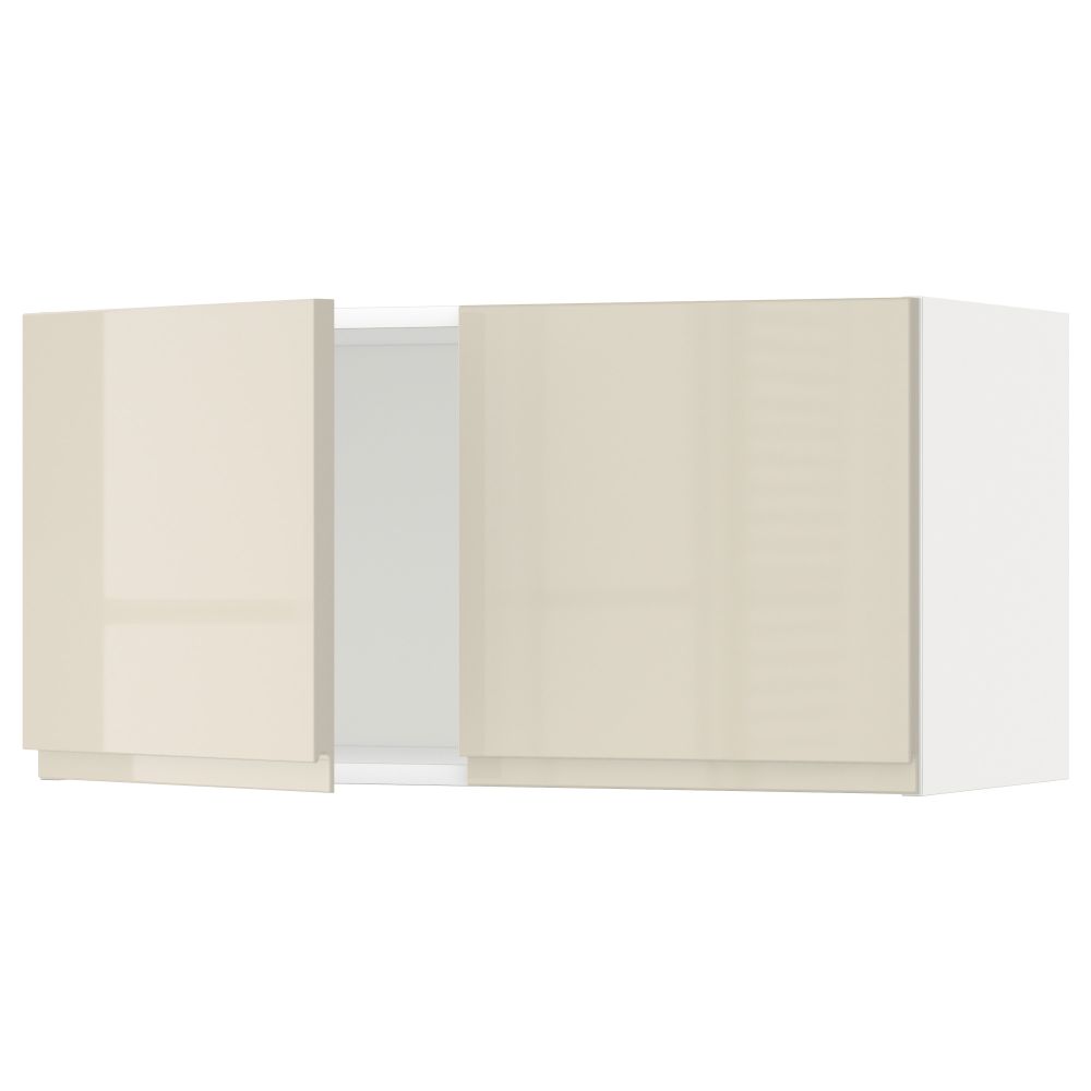 Навесной шкаф с 2 дверцами, белый, Voxtorp глянцевый светло-бежевый, 80x40 см IKEA METOD МЕТОД 894.657.17 - фото 1