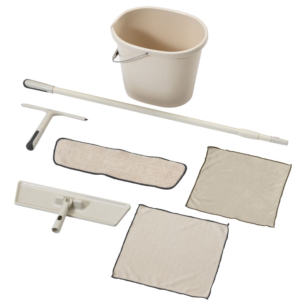 Набор для уборки, плоская швабра, 7 предметов СКВАЛЬПА, бежевый - фото 1