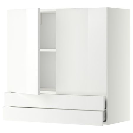 Навесной шкаф, 2 дверцы, 2 ящика МЕТОД / МАКСИМЕРА, белый, Рингульт белый