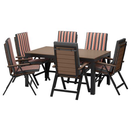 Стол, 6 кресел для сада ФАЛЬСТЕР, черный, Экерон черный