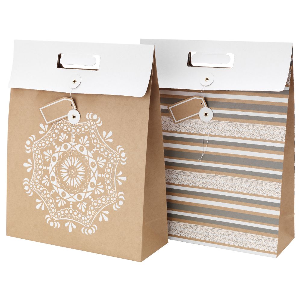 Подарочный пакет ВИНТЕР 2015, естественный, белый (33x42 см) - схема-чертеж с размерами