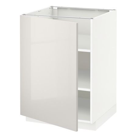 METOD Напольный шкаф с полками - белый/Ringhult светло-серый 60x60 см