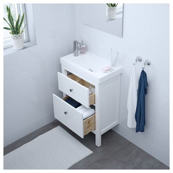 Шкаф для раковины с 2 ящиками ХЕМНЭС / ХАГАВИКЕН, белый (63x34x90 см) - фото 2