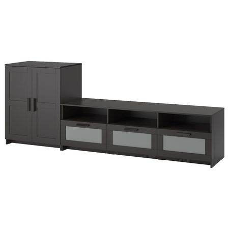 Шкаф для ТВ, комбинация, черный 258x41x95 см IKEA BRIMNES БРИМНЭС 792.782.12