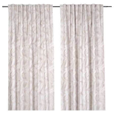 Гардины, 2 шт., естественный/цветочный орнамент 145x300 см IKEA PALMFJÄRIL ПАЛМФЬЕРИЛ 804.872.81