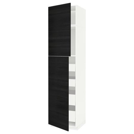 Высокий шкаф/2дверцы/4ящика, белый, Тингсрид черный 60x60x240 см IKEA МЕТОД / МАКСИМЕРА 393.578.24
