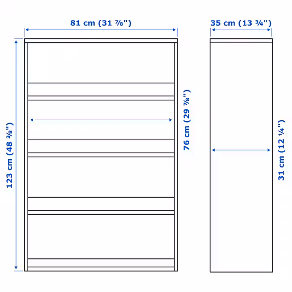 HAVSTA Стеллаж - серо-бежевый 81x35x123 см - схема-чертеж с размерами