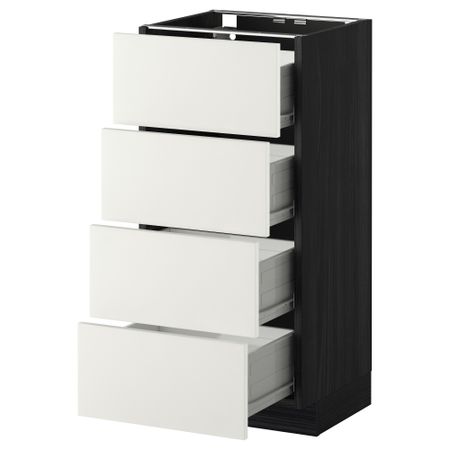 Напольный шкаф 4 фронтальных панели, 4 ящика МЕТОД / ФОРВАРА, черный, Хэггеби белый