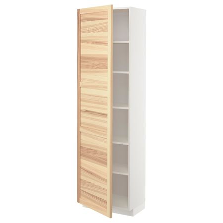 Высокий шкаф с полками, белый/Торхэмн ясень 60x37x200 см IKEA METOD МЕТОД 993.079.49