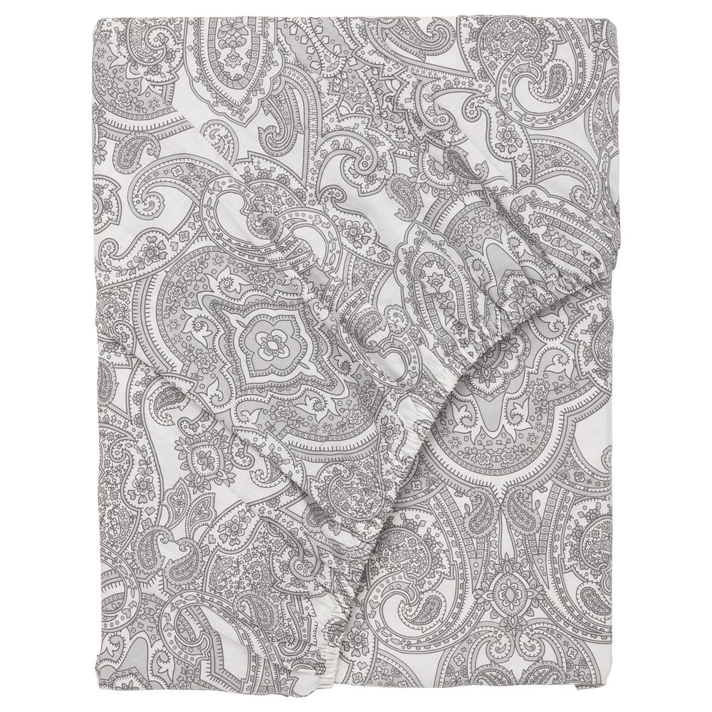 Простыня натяжная, белый, серый 160x200 см IKEA JÄTTEVALLMO ЙЭТТЕВАЛЛМО 004.365.92 - фото 1