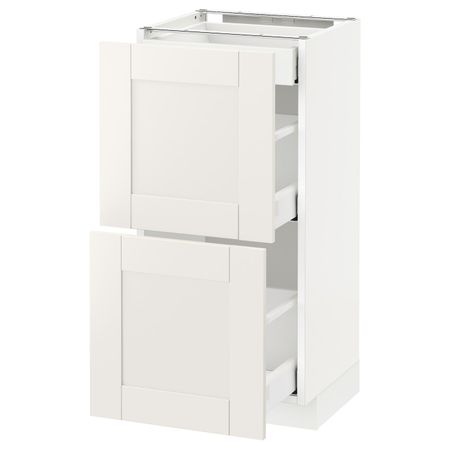 Напольный шкаф/2фасада/3ящика, белый/Сэведаль белый 40x37 см IKEA METOD МЕТОД / MAXIMERA МАКСИМЕРА 292.387.37