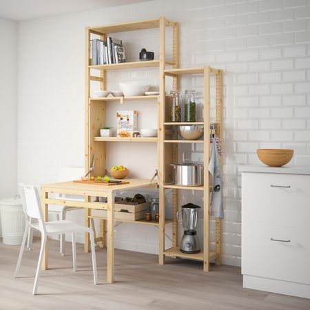 2 секции для хранения + складной столик 134x30-104x226 см IKEA IVAR ИВАР 492.485.56