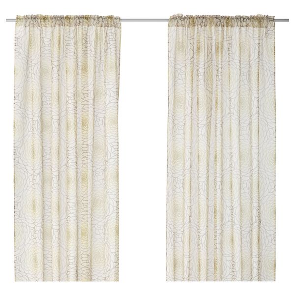 Гардины, 2 шт. ОТИЛЬДЕ, серый, зеленый (145x300 см) - схема-чертеж с размерами