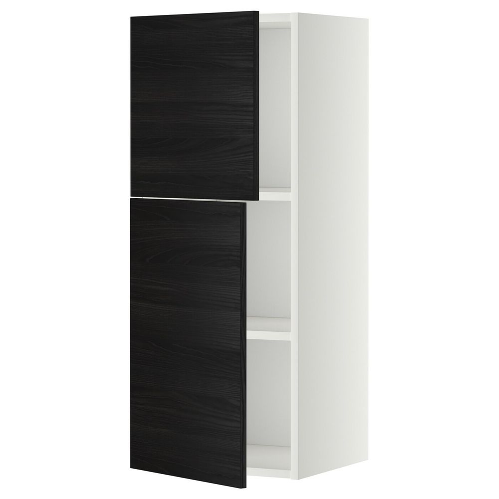 Навесной шкаф с полками/2дверцы, белый, Тингсрид черный 40x100 см IKEA МЕТОД 392.246.07 - схема-чертеж с размерами