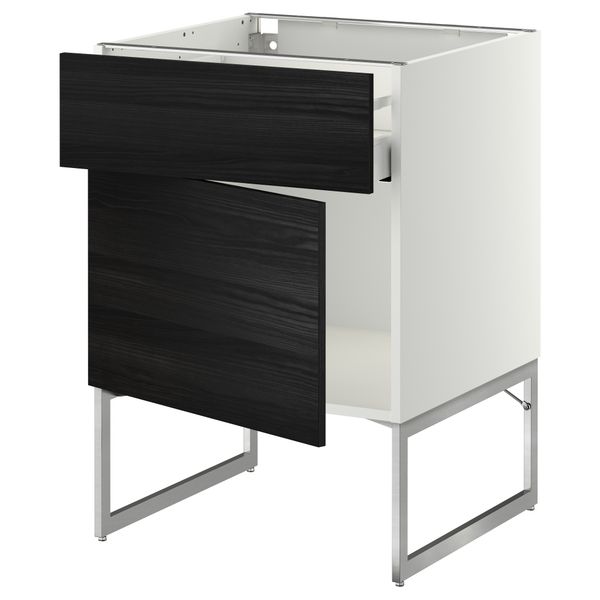 Напольный шкаф с ящиком, дверью МЕТОД / МАКСИМЕРА, белый, Тингсрид черный - схема-чертеж с размерами