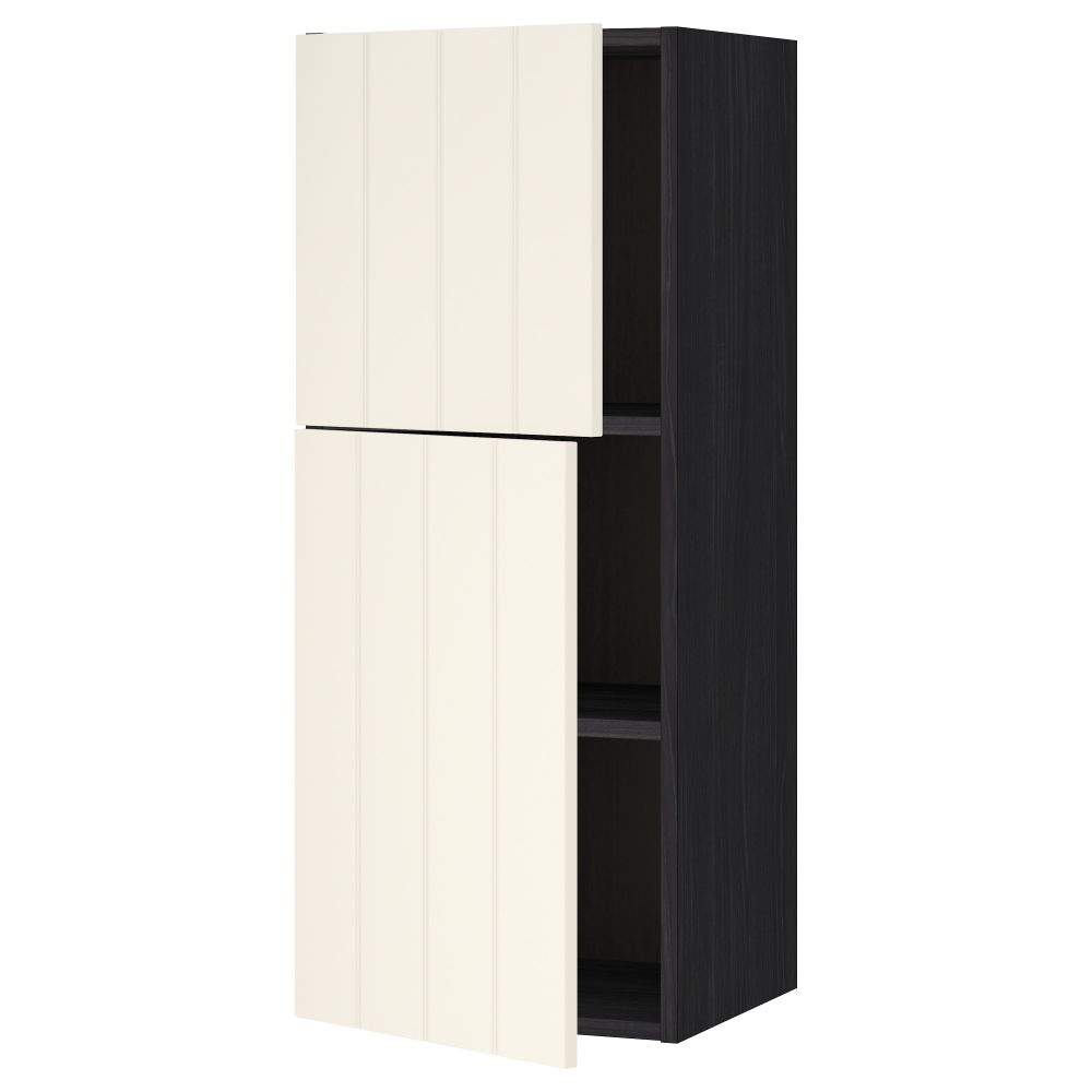 Навесной шкаф с полками, 2 дверцы МЕТОД, черный, Хитарп белый с оттенком - схема-чертеж с размерами