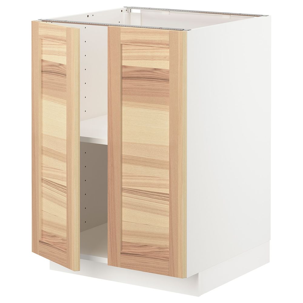 Напольный шкаф с полками/2двери, белый/Торхэмн ясень 60x60 см IKEA METOD МЕТОД 893.015.61 - схема-чертеж с размерами
