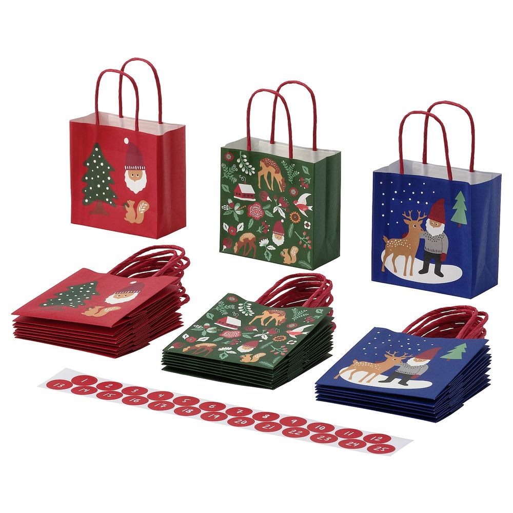 Подарочный пакет, разные орнаменты/разноцветный 10x10 см IKEA VINTER 2021 ВИНТЕР 2021 904.995.04 - схема-чертеж с размерами