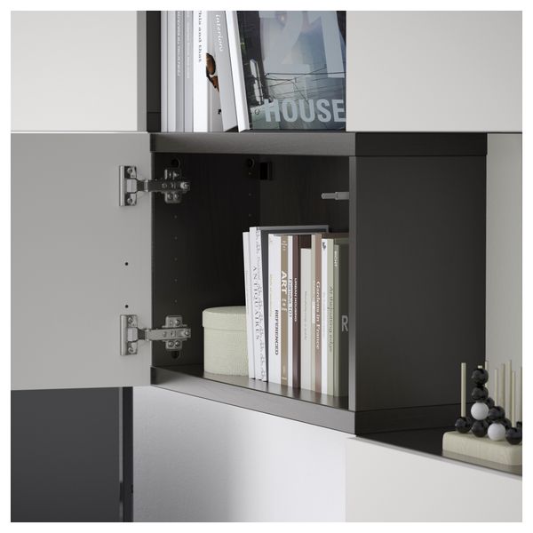 Шкаф для ТВ, комбинация БЕСТО, черно-коричневый, Лаппвикен светло-серый (240x20/40x204 см) - фото 4