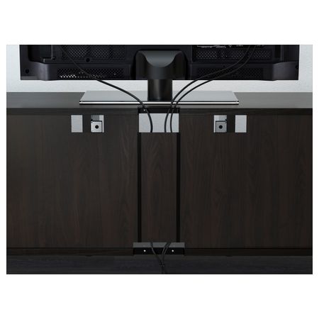 Шкаф для ТВ, комбинированный, стекляные дверцы, Ханвикен черно-коричневый прозрачное стекло 300x40x230 см IKEA BESTÅ БЕСТО