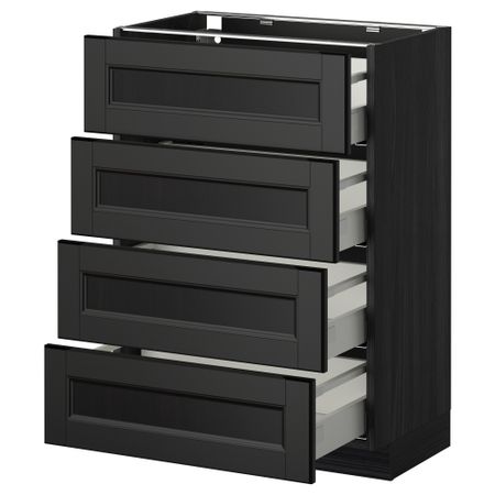Напольный шкаф 4 фронтальных панели, 4 ящика МЕТОД / МАКСИМЕРА, черный, Лаксарби черно-коричневый